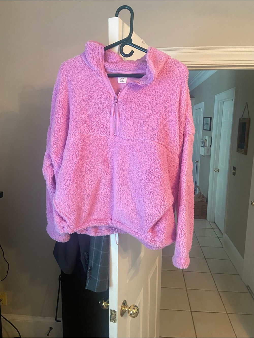 Cozy Plush Half-Zip Pullover - Pink